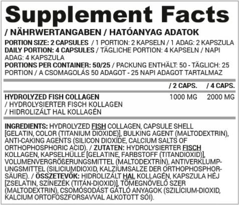 Υδρολυμένο κολλαγόνο ψαριών 500 mg | Αφιερωμένο στις γυναίκες - 100 κάψουλες