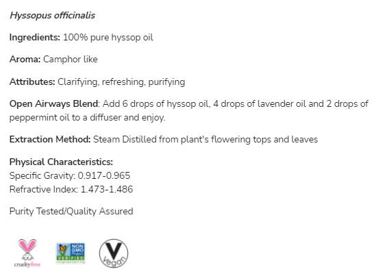 Λάδι Hyssop | 100% Pure Hyssopus officinalis - 30 ml