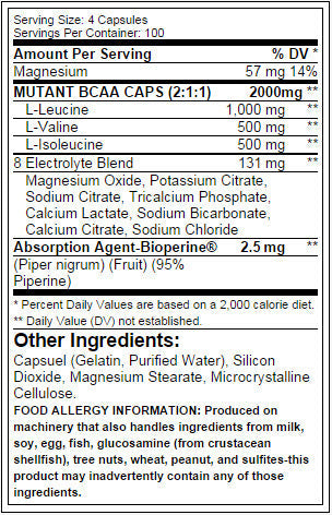 100% ελεύθερη φόρμα BCAA 400CAPS.