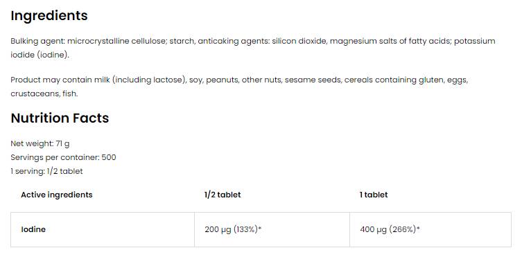 Ιώδιο 400 MCG | Δισκία ιωδίου καλίου 250