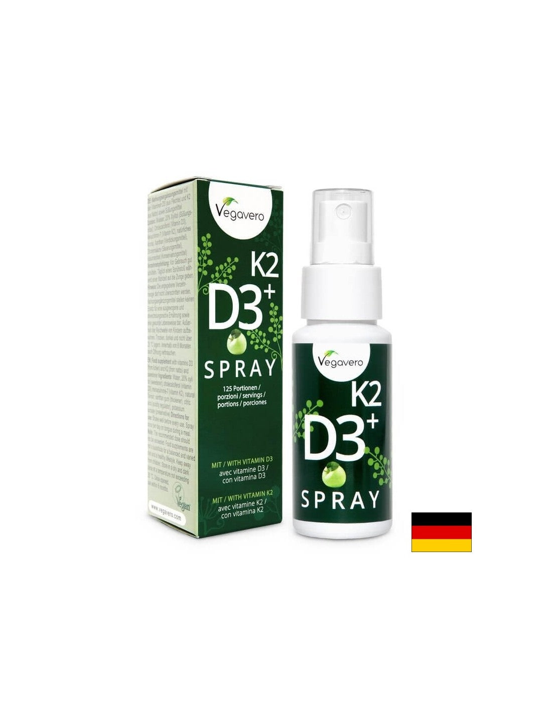 K2 + D3 ψεκασμό/ βιταμίνη K2 + D3/ στοματικό ψεκασμό, 25 ml, 125 δόσεις, 100% Vegan