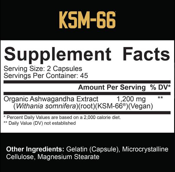 KSM -66® Οργανικά Ashwagandha 600 mg - 90 κάψουλες