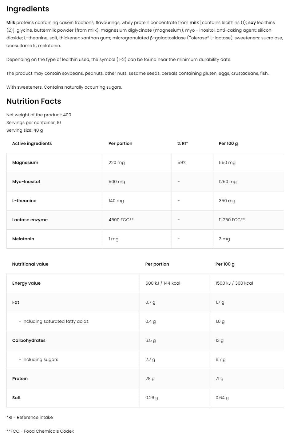 Keep Sleep Night Protein 400 γραμμάρια