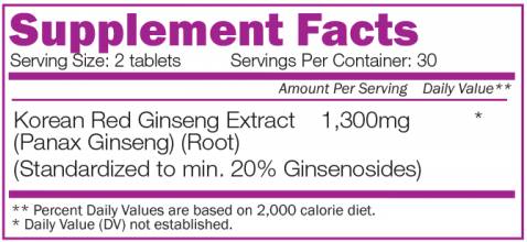 Κορεατικά ginseng 1300 mg - 60 δισκία