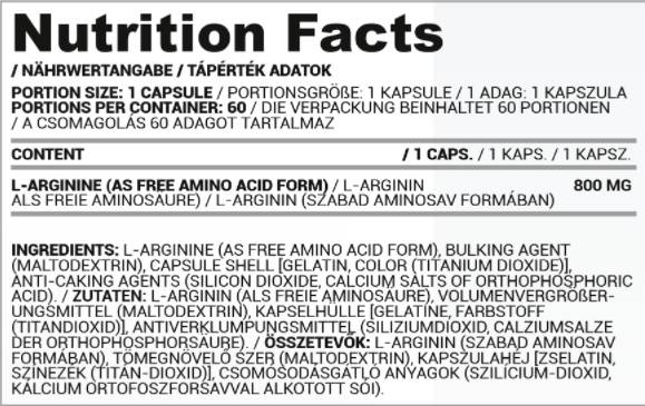 L -αργινίνη 800 mg - 60 κάψουλες
