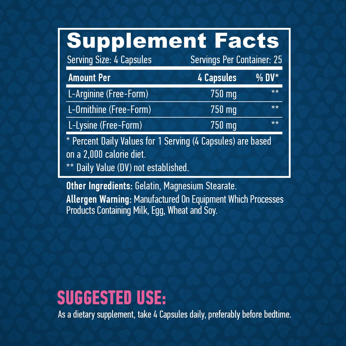 L-αργινίνη/L-Ornithine/L-λυσίνη/100 καπάκια.