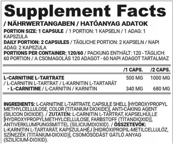 L -Carnitine Capsule για τις γυναίκες - 60 κάψουλες