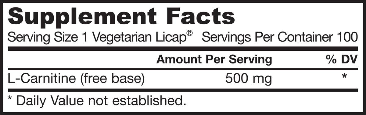 L-Carnitine Liquid Cap 500 mg - 100 Gel κάψουλες