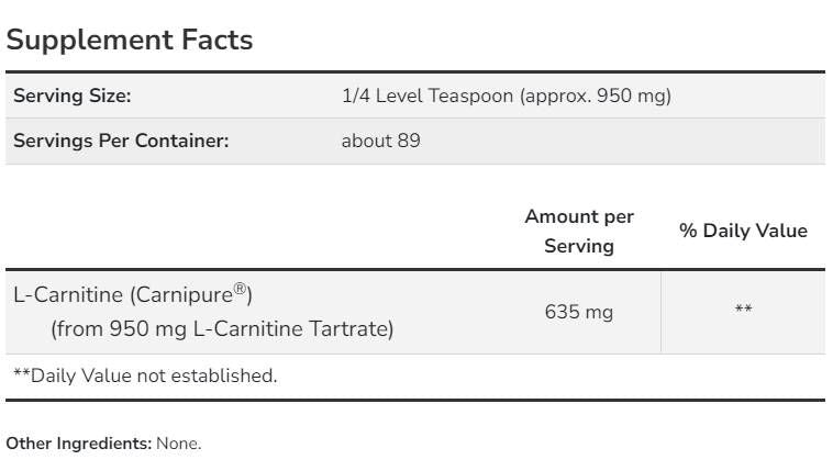 Σκόνη L-καρνιτίνης | ως Carnipure - 85 γραμμάρια