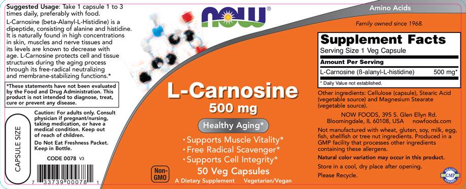 L-Carnosine 500 mg - 50 κάψουλες