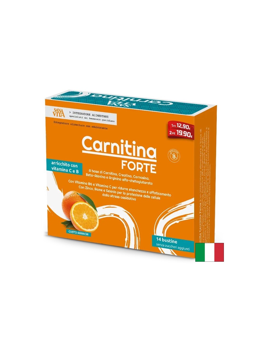 L-Karyn Forte (с creatine, L-argininn, L-carnozin, cristis and ine) - Ενεργειακή και γλυκαντική ποσότητα, 14 σασέτα, με γεύση του πορτοκαλιού