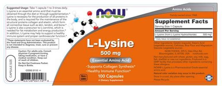 L-Lysine 500 mg - 100 κάψουλες