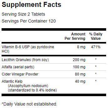 Λεκάτο, Kelp, B -6, & μηλίτη ξίδι 428 mg - 240 δισκία