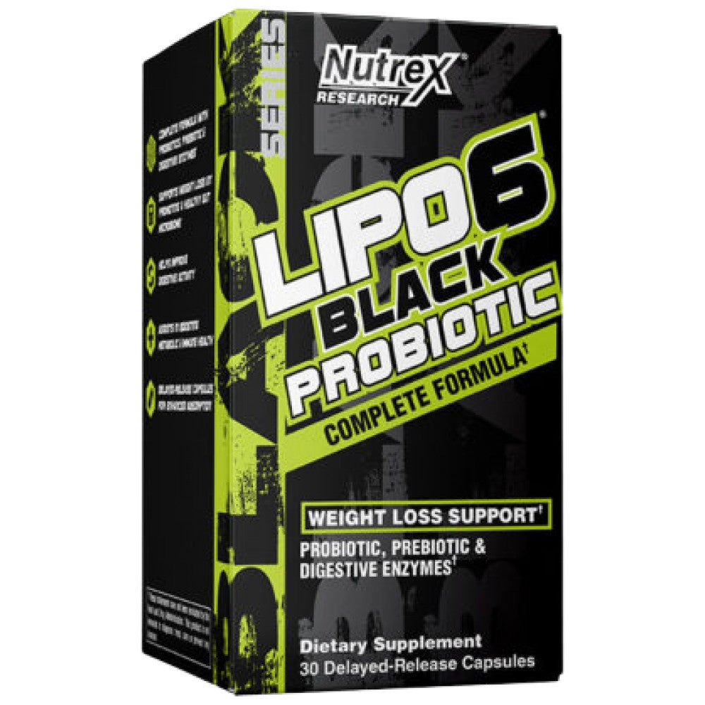 Lipo 6 Black Probiotic | Πλήρης φόρμουλα με πρεβιοτικά + πεπτικά ένζυμα - 30 κάψουλες