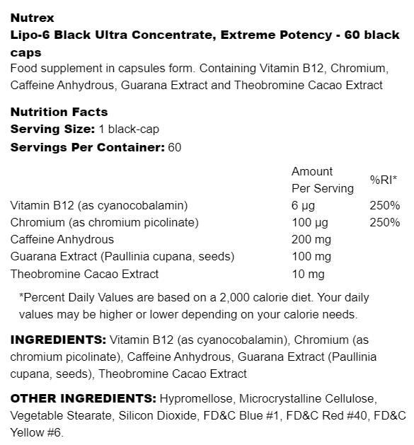 Lipo-6 Black Ultra Concentrate | Ακραία ισχύ 60 κάψουλες