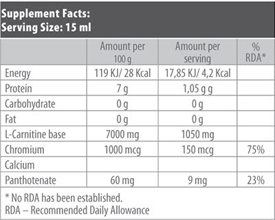 Υγρή L-Carnitine + Chrome 500 ml.