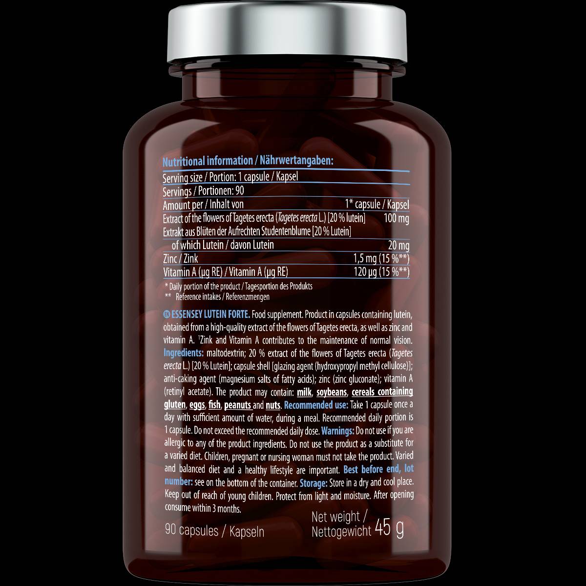 Η λουτεΐνη Forte 20 mg | με κάψουλες ψευδαργύρου και βιταμίνης Α - 90