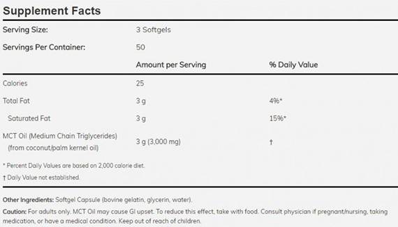 MCT Oil 1000 mg - 150 Softgels