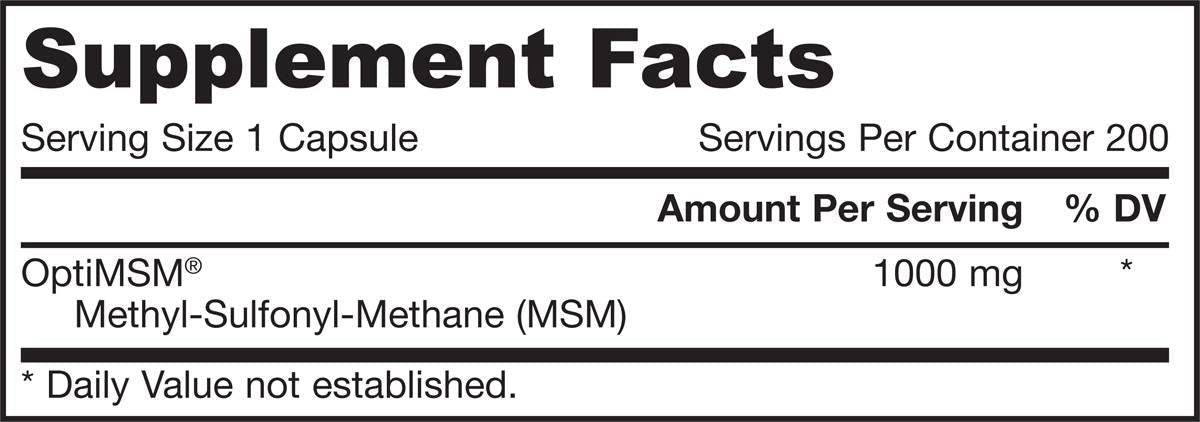 MSM Sulfur 1000 mg - 200 κάψουλες
