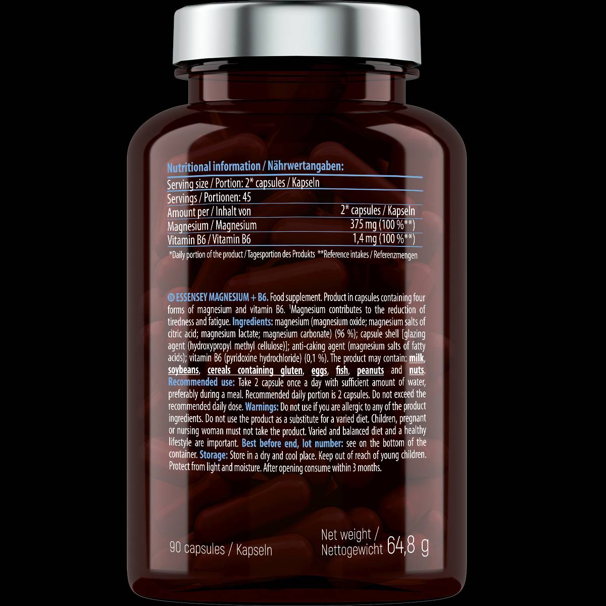 Μαγνήσιο 187,5 mg + Β6 - 90 κάψουλες