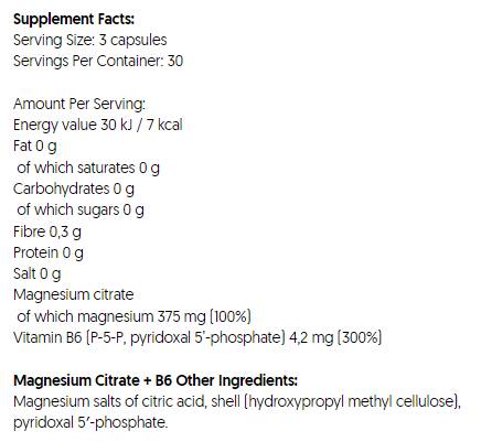 Κιτρικό μαγνήσιο 375 mg + b6 | P-5-P-90 κάψουλες