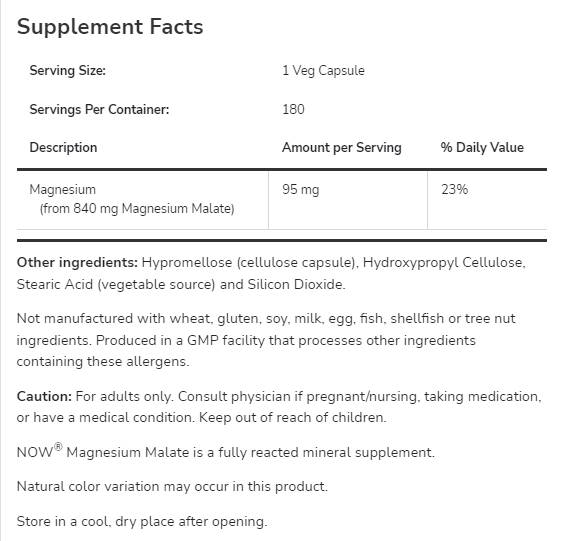 Μαγνήσιο μηλικό 840 mg - 180 κάψουλες