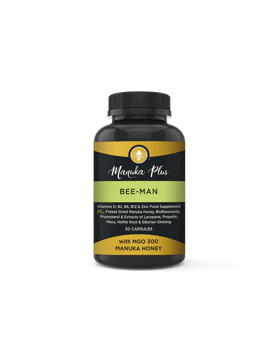 Manuka Plus Bee Man με MGO 300 - Manuka Honey - Formula για άνδρες με Manuka Honey Mgo 300, 30 κάψουλες