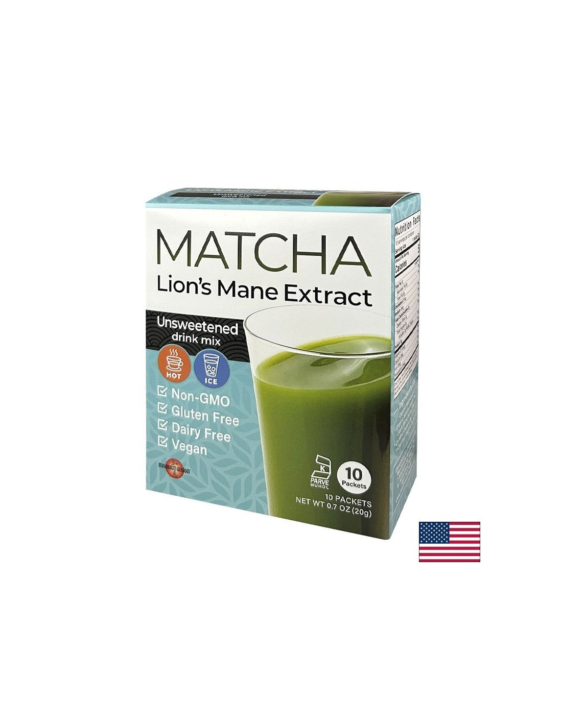 Matcha με εκχύλισμα χαίτης λιονταριού - σούπερ εστίαση - Ενίσχυση ενέργειας και συγκέντρωση - Στιγμιαίο ποτό, 10 φακελάκια