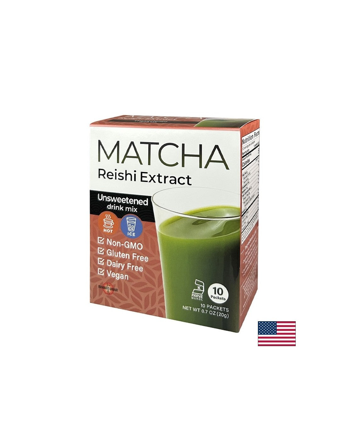 Matcha με εκχύλισμα μανιταριού Reishi, 10 φακελάκια