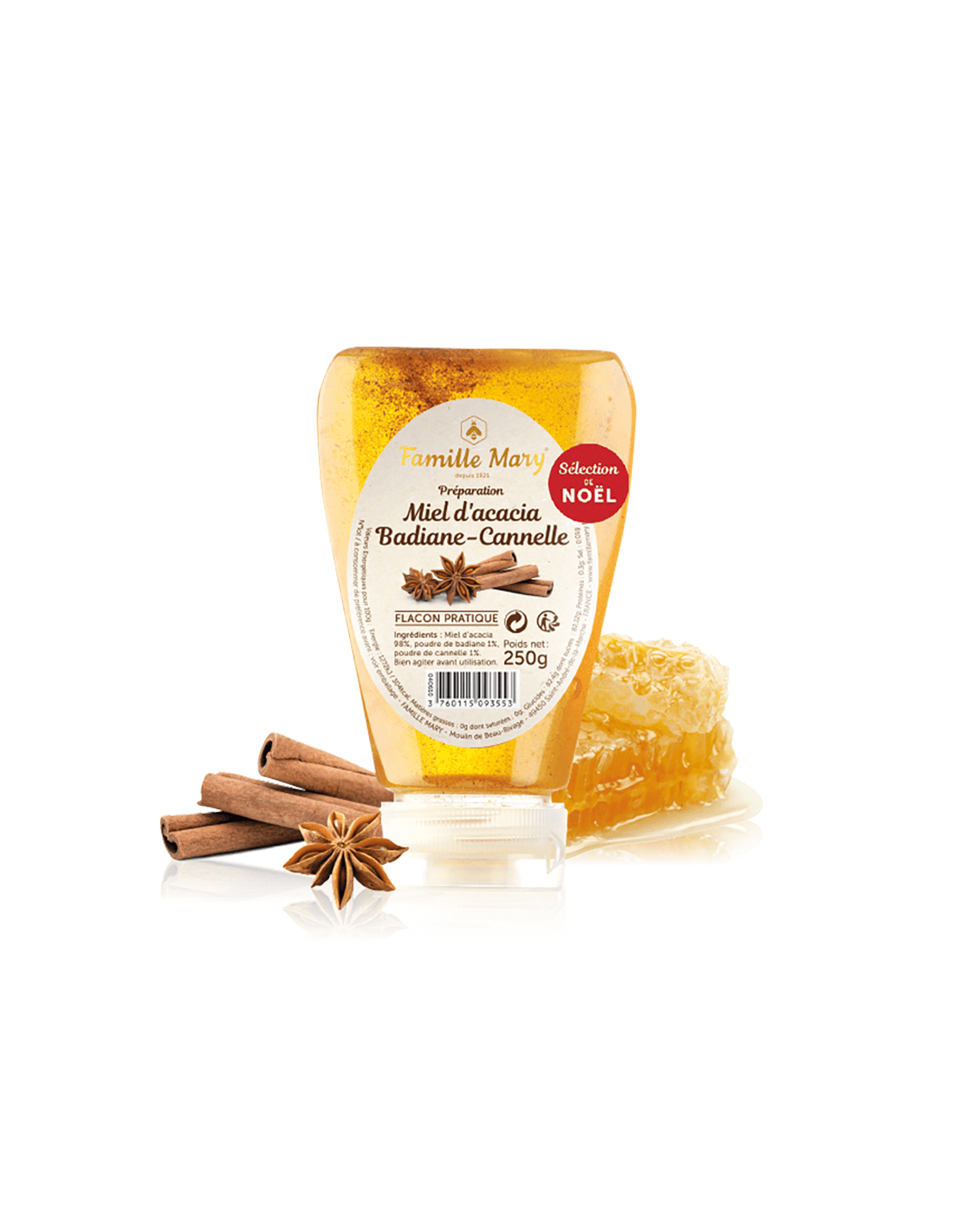 Acacia Honey With Star Anise και κανέλα - Miel d'Acacia Badiane - Cannelle, 250 g