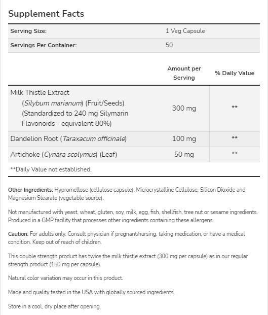 Milk Thistle - Extract Silymarin | Διπλή αντοχή με αγκινάρα & πικραλίδα - 200 κάψουλες