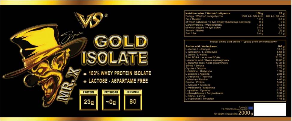 Mr. X Gold Isolate | Whey Protein Isolate - 2000 γραμμάρια