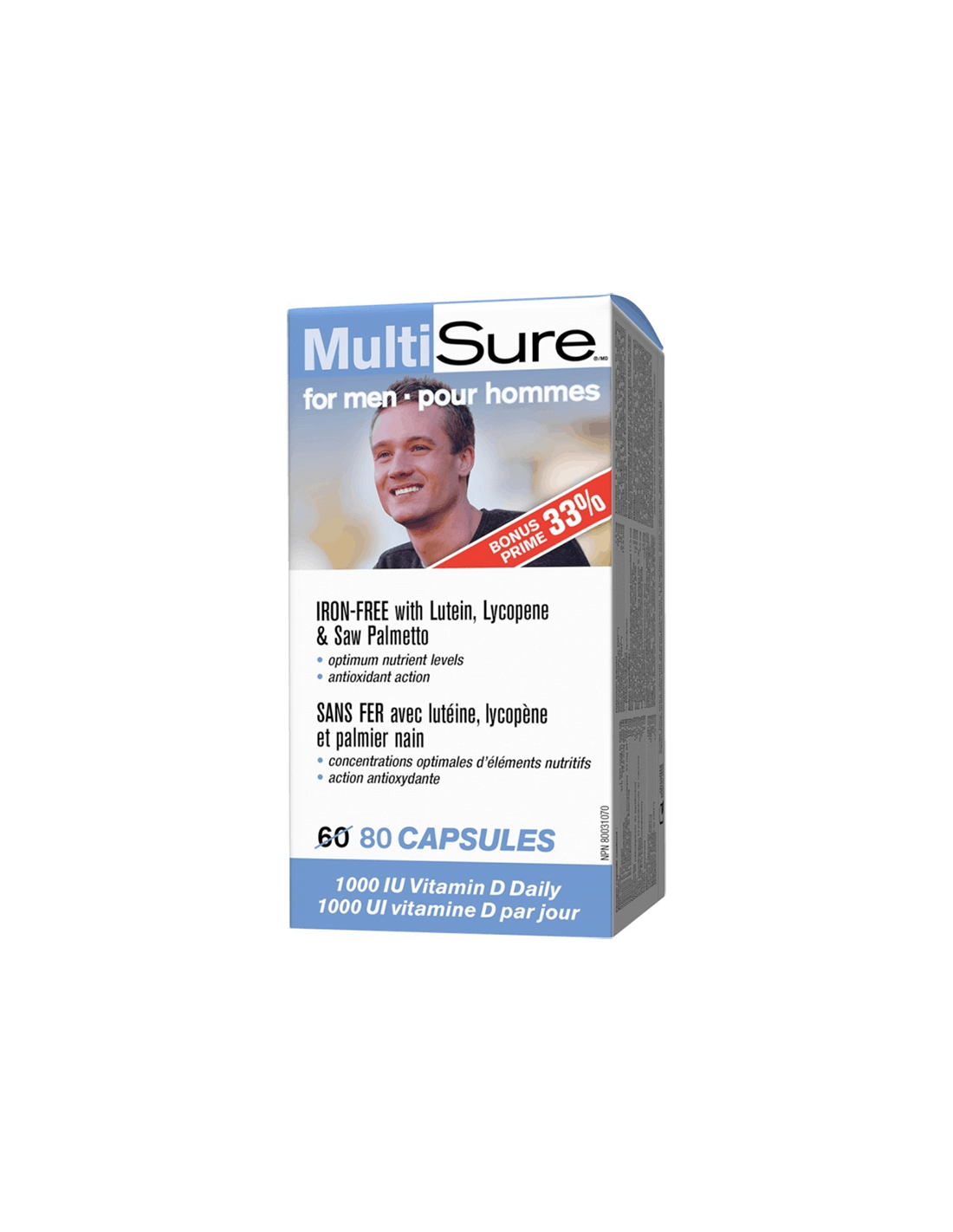 Multisure® Men/Multivitamins για τους άνδρες (με λουτεΐνη, λυκοπένιο και πριόνι Palmetto), 80 κάψουλες