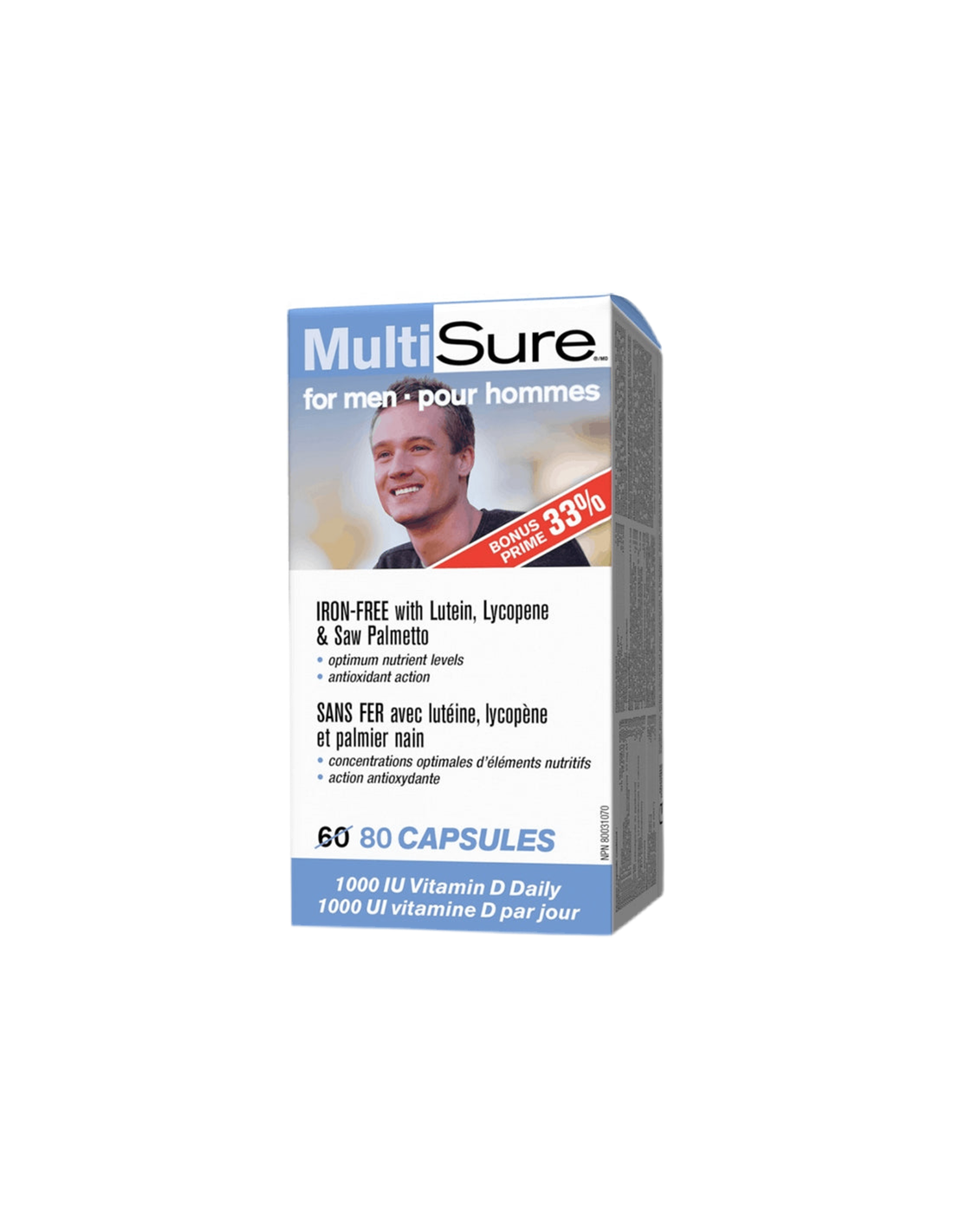 Multisure® Men/Multivitamins για τους άνδρες (με λουτεΐνη, λυκοπένιο και πριόνι Palmetto), 80 κάψουλες