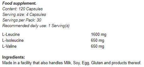 Διακλαδισμένη αλυσίδα αμινοξέα/BCAA - 120 κάψουλες