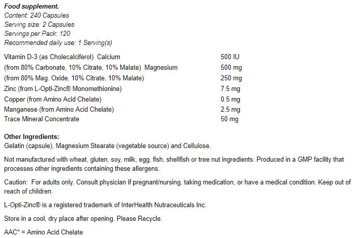 CAL -MAG CAPS - 240 κάψουλες