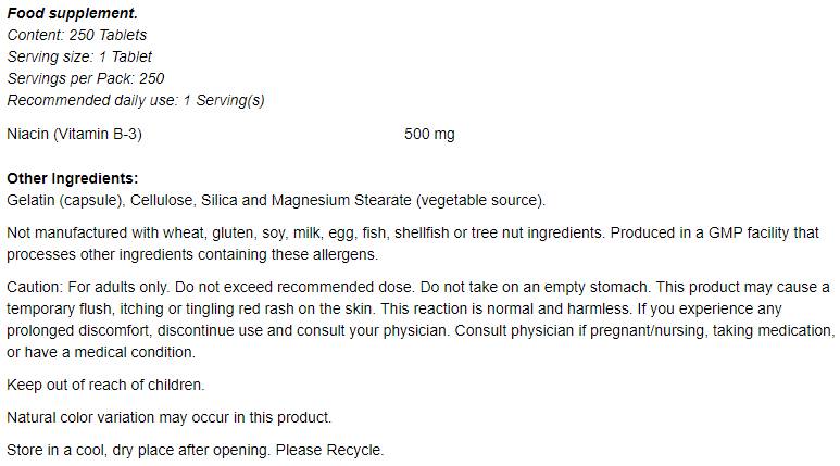 Νιασίνη 500 mg - 250 δισκία