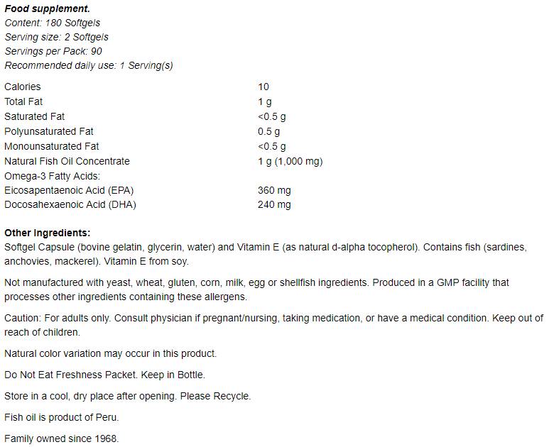 Omega -3 Mini Gels - 180 κάψουλες πηκτής