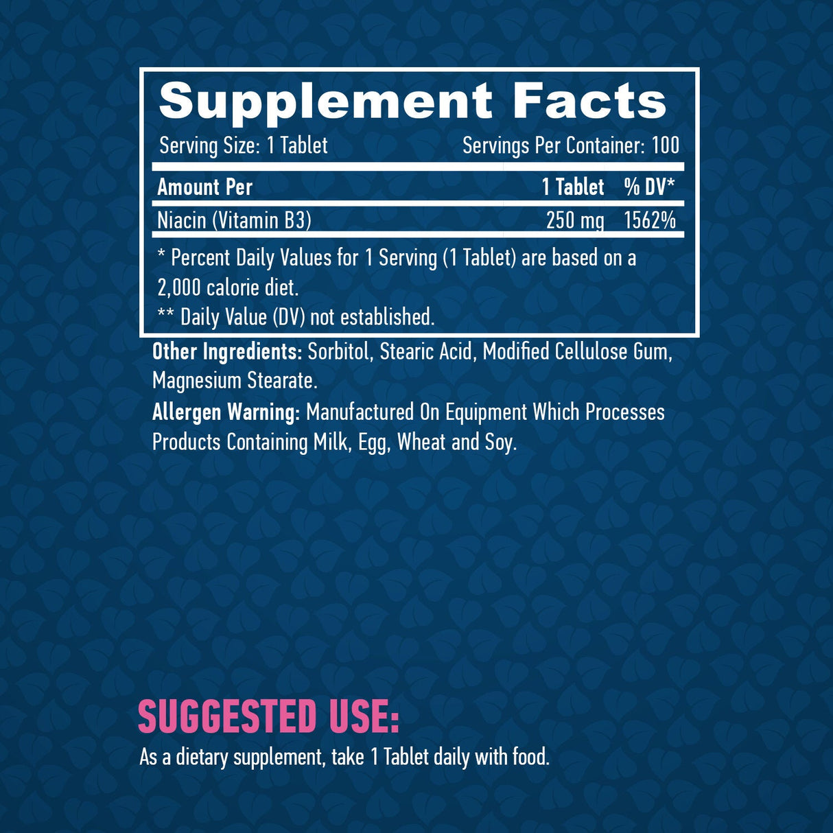 Απελευθέρωση νιασίνης/ώρας/250mg/100 καρτέλες.