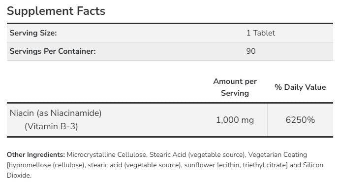 Νιασιναμίδιο 1000 mg - 90 δισκία