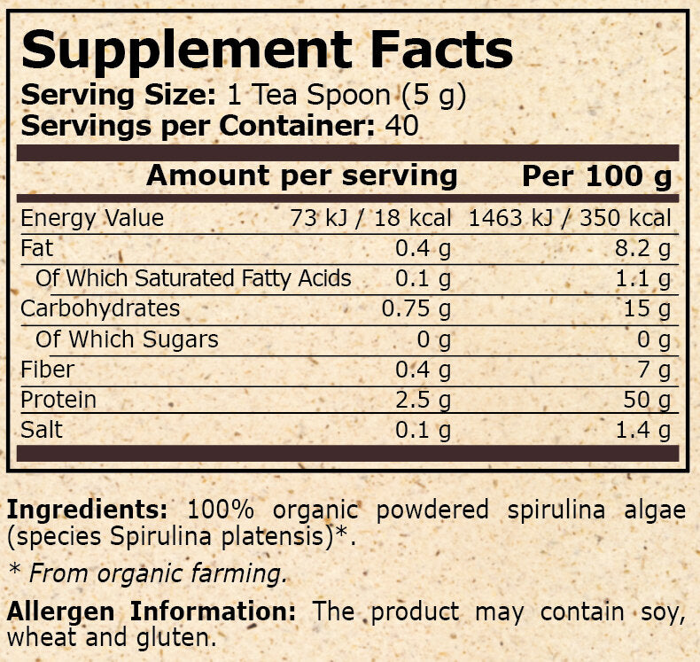 <tc>Pure Nutrition</tc> - ΒΙΟΛΟΓΙΚΗ ΣΠΙΡΟΥΛΙΝΑ - 200 γρ.