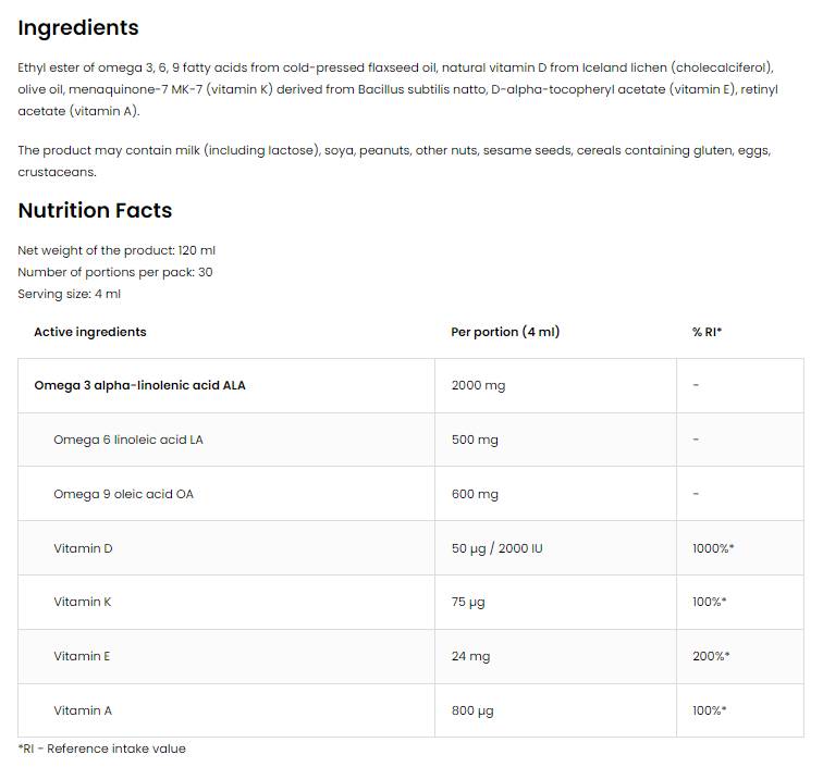 Omega 3-6-9 Liquid + Adek | Βιταμίνη A + D + E + K 120 mL