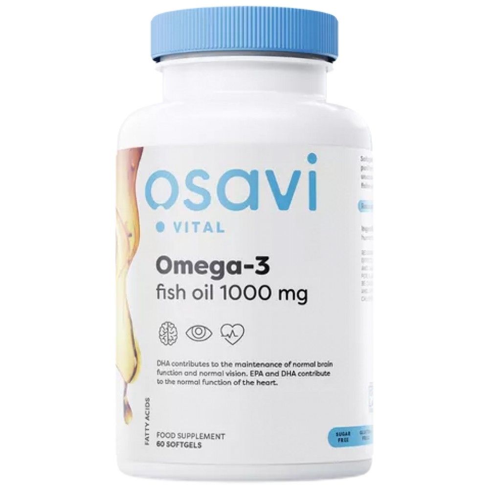 Ωμέγα 3 ιχθυέλαιο 1000mg | Μοριακά αποσταγμένα - 60 κάψουλες γέλης