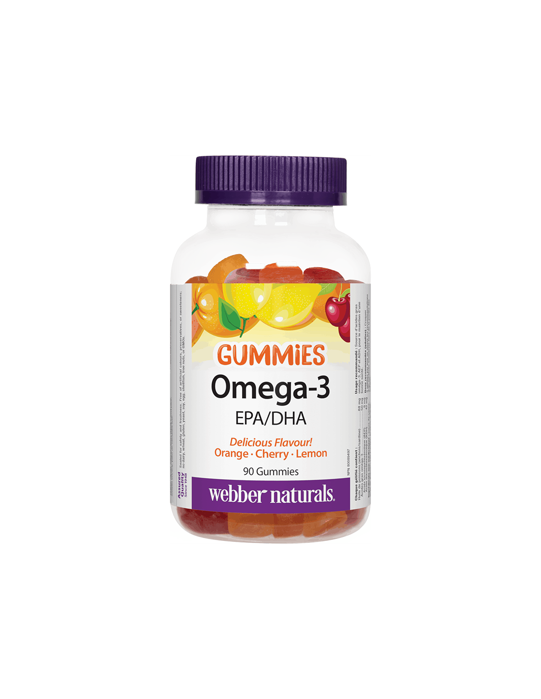 Omega-3 Gummies/ Omega-3 x 90 Jelly Tablets με τη γεύση πορτοκαλί, κεράσι και λεμόνι