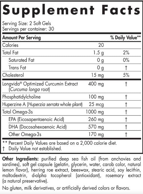 Omega Memory with Curcumin - 60 κάψουλες Gel