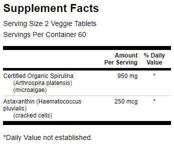 Οργανική Spirulina & Astaxanthin - 120 δισκία