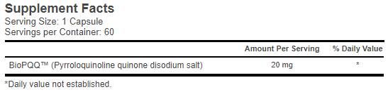 PQQ 20 mg - 60 κάψουλες