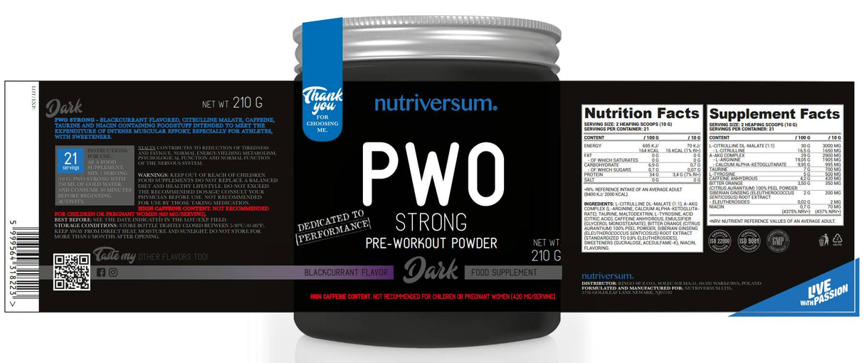 PWO Strong | Προ -προπόνηση - 210 γραμμάρια