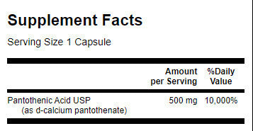 Παντοθενικό οξύ 500 mg - 250 κάψουλες