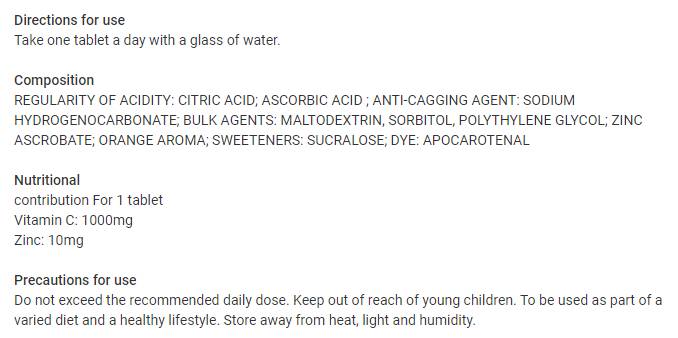 Βιταμίνη C 1000 mg + αναβρασμός ψευδαργύρου | Φιλικό Vegan - 20 διαλυτά δισκία